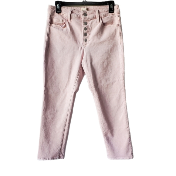 High Rise Button Fly Slim Straight Cropped Jeans Size 6 - Picture 1 of 16